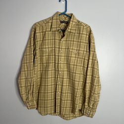 Stetson Pearl Snap Cowboy Western Button Down Shirt Mens Large Yellow