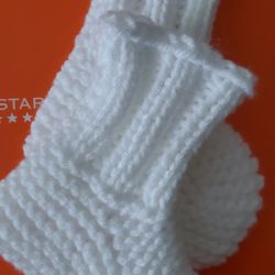 Baby Socks Hand Knitting  Foot Warmers Size  0  -9month Color- White
