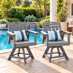Set of 2 Gray Swivel Outdoor Chairs