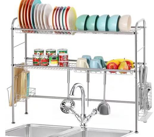 NEX Silver 2-Tier Adjustable Stainless Steel Dish Racks