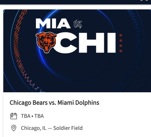 4 Tickets CHICAGO BEARS VS MIAMI DOLPHINS