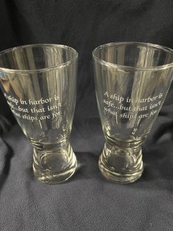 Set of 2 Engraved Quote Beer Glasses