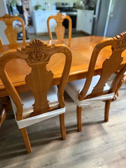 Solid Oak Dining Table Set – 8FT Long + 6 Chairs | Real Wood