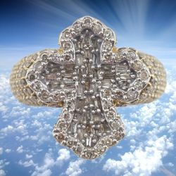 10k gold 3ctw diamond cross ring