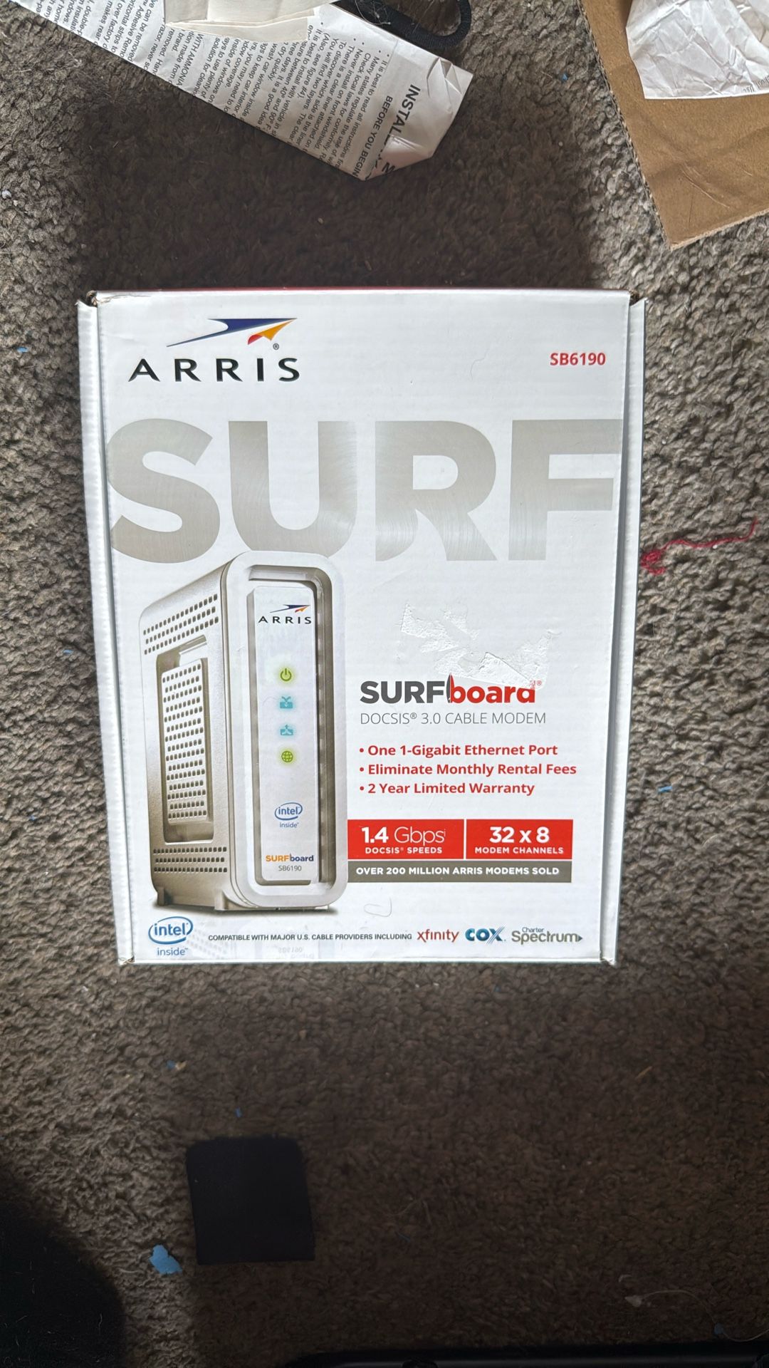 ARRIS 1000031 SURFboard Gigabit+ DOCSIS 3.0 32x8 Cable Modem SB6190 in White