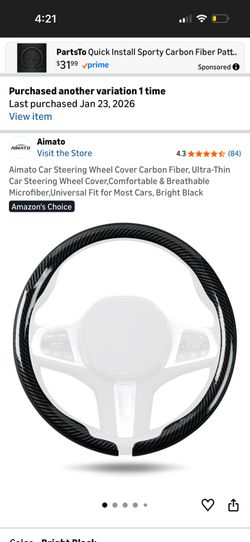 Red Carbon Fiber Steering Wheel Cover