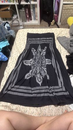 Black Boho Skirt or dress with Paisley Print