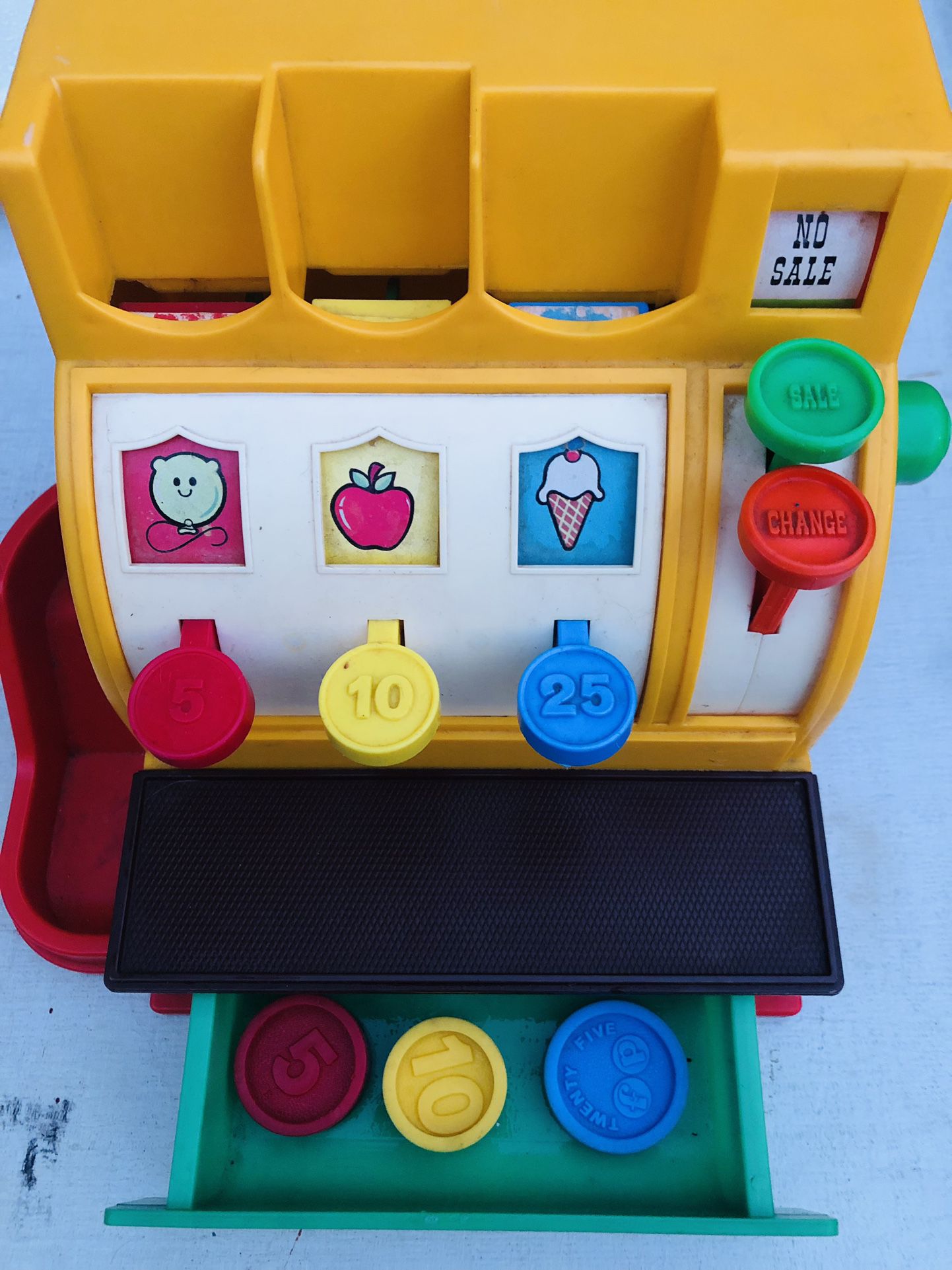Vintage 1974 Fisher Price Cash Register with Coins Working Bell