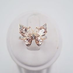 10k rose gold morganite and diamond ring
