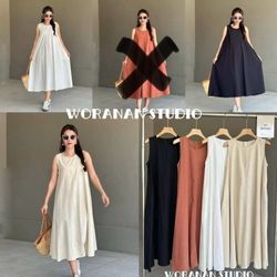 BLACK, BEIGE OR WHITE SLEEVELESS DRESS WITH SIDE POCKETS