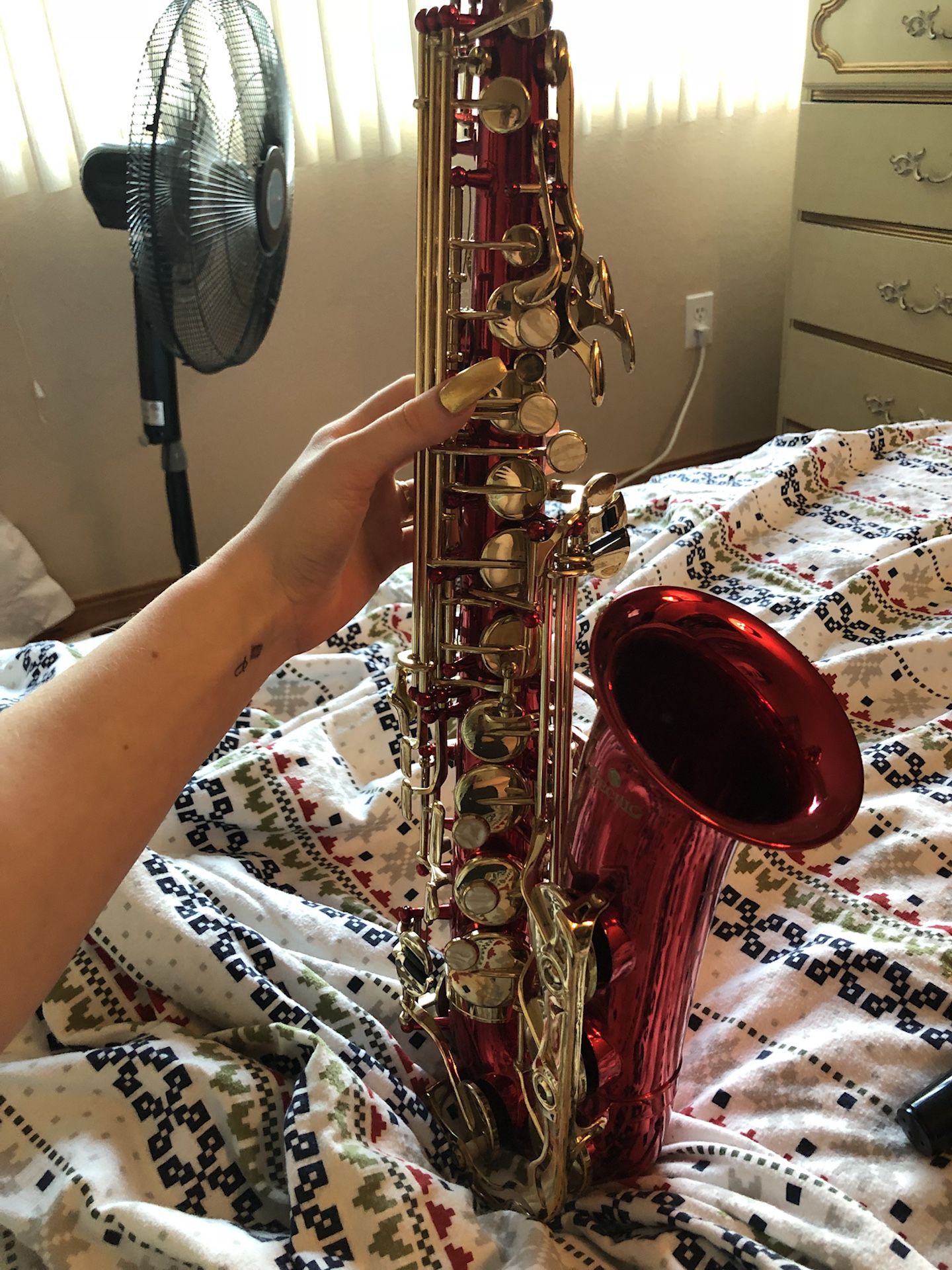 Red Cecilio Alto saxophone with gold accent, plays perfectly comes with mouthpiece,