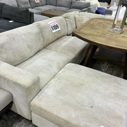Corduroy Sectional Sofa with Ottoman