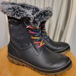 Bogs Women Arcata Knit Black Waterproof Winter Fur Lined Boots New Sz 11