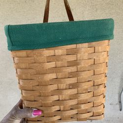 LONGABERGER HANGING BASKET  WITH LEATHER STRAP