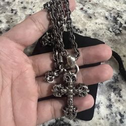 Chrome Hearts Filigree Cross With Paper Chain 18 Inches 