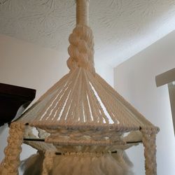 White Crochet Double Plant Hanger