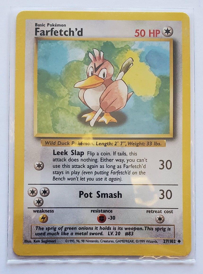 Pokemon Base Set 1st Edition Farfetch'd 27/102