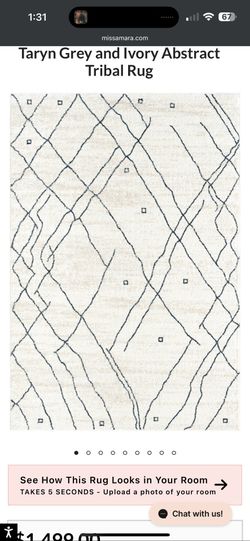 MISS AMARA 9x12 Taryn Grey and Ivory Abstract Tribal Rug