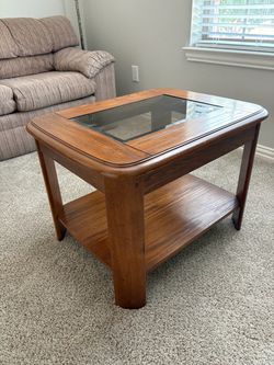 Wood and glass side table