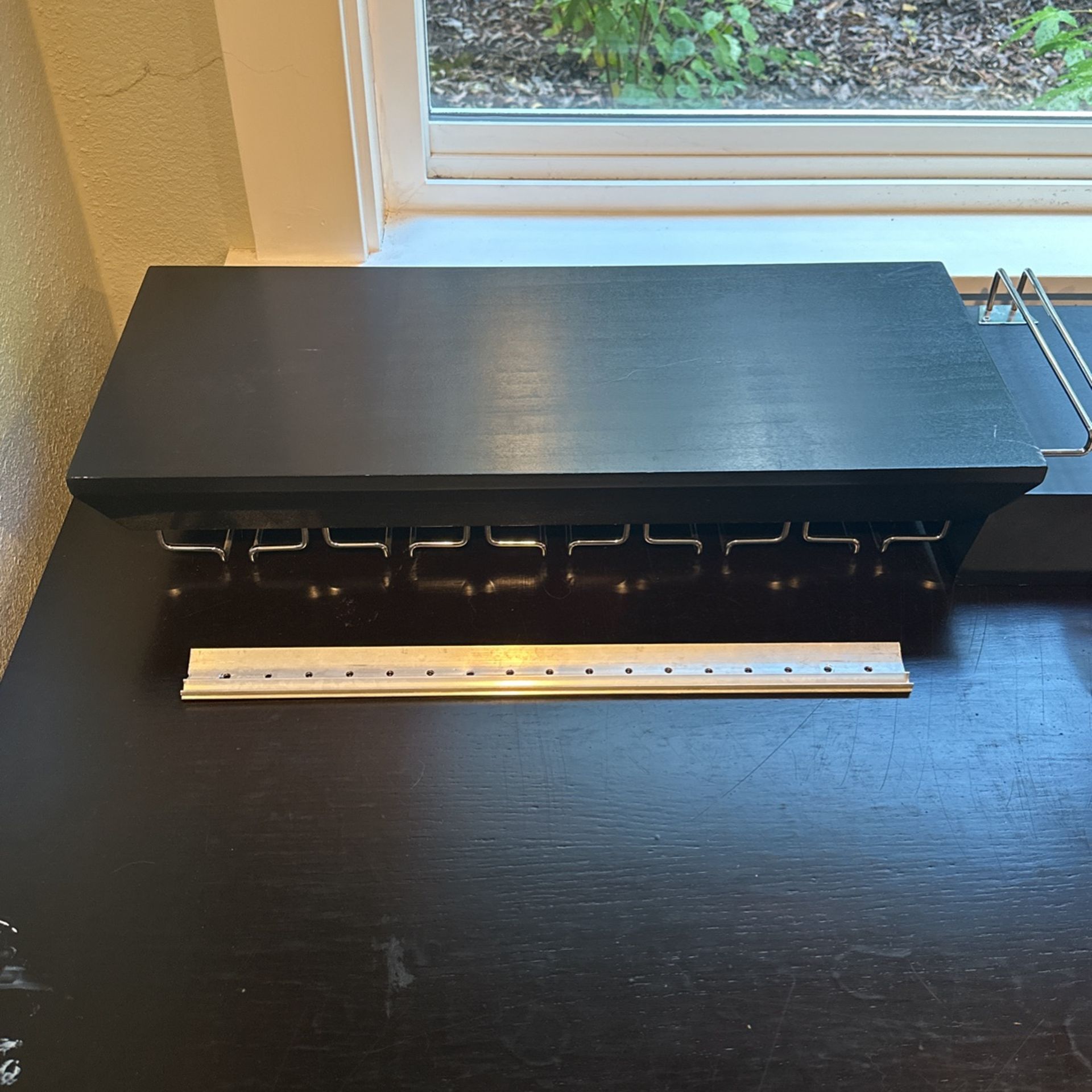 Set Of 2 Floating Shelves With Glassware Racks