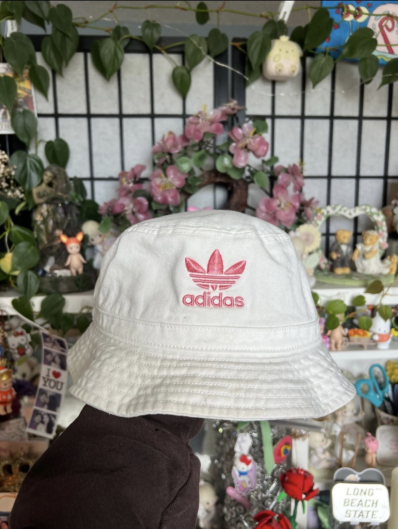 pink embroidered adidas bucket hat 