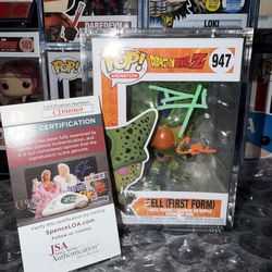 Cell (First Form) Funko Pop DBZ #947 Signed + COA
