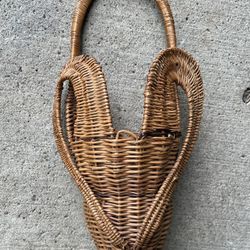 Vintage Ram Head Wicker Hanging Basket