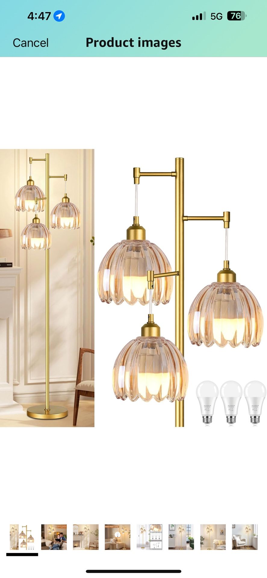 Gold Floor Lamp for Living Room