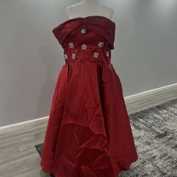 Red Off Shoulder Sequin Elegant Dress