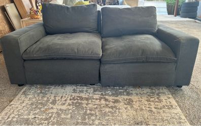 Ashley furniture charcoal grey two piece sectional cloud like seating loveseat
