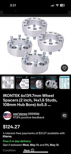 Brand New In Box Wheel Spacers!! Set Of 4