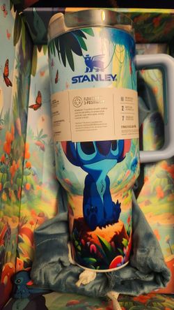Colorful  and Stitch Stanley 40oz Limited Edition Blue Hearts Tumbler w/ Box