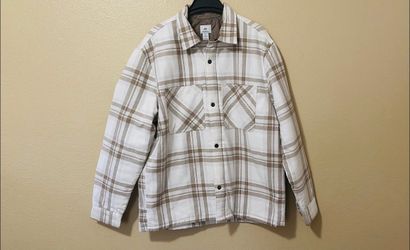 Plaid Fleece Button Front Shacket in Size Large