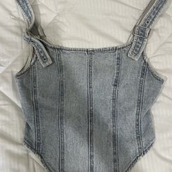 Wild fable light denim corset crop top