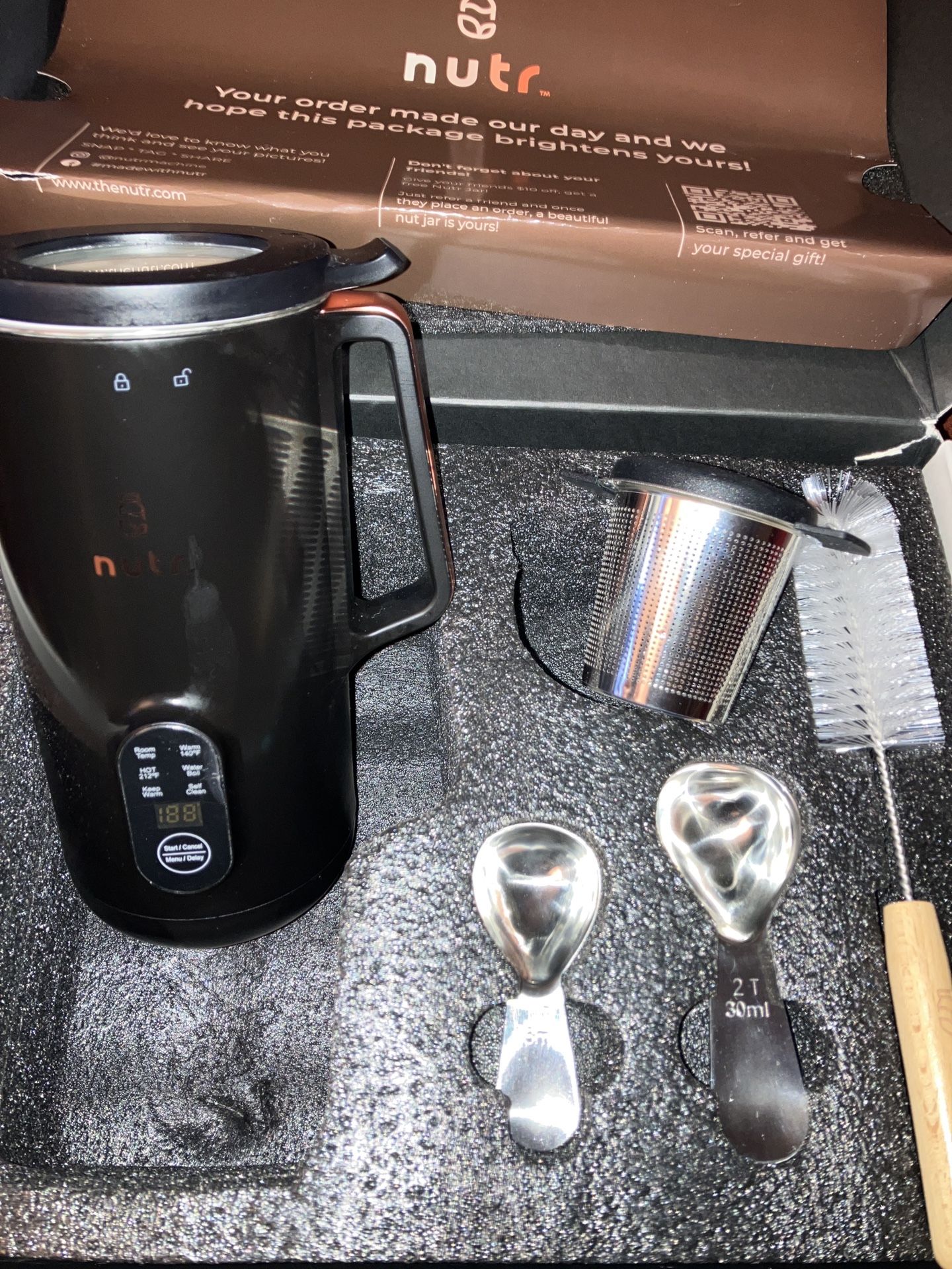 NUTR Machine Automatic Nut Milk Maker, Homemade Almond, Oat, Coconut, Soy, or Plant Based Milks and Non Dairy Beverages, Boil and Blend Single Serving