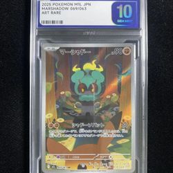 POKEMON TCG NM FULL ART HOLO RARE SLAB PROFESSIONAL GRADED 10 , 2025 Pokemon TCG Japanese Marshadow MIL 069/063 AR Art Rare PLG 10 Gem Mint SV42