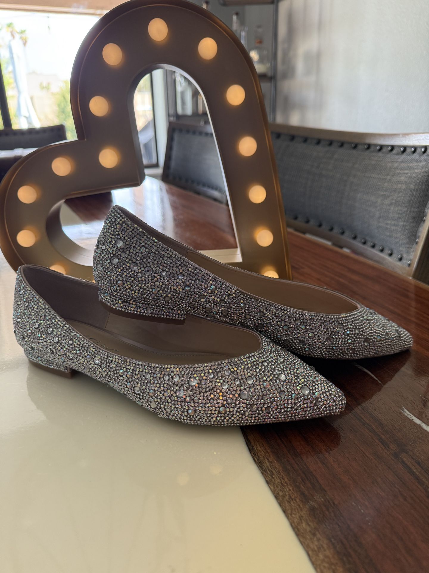 Betsey Johnson Blue Rhinestone Flats Sz 10