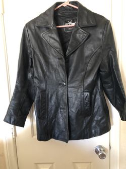 Woman’s Black Leather Jacket, Warm