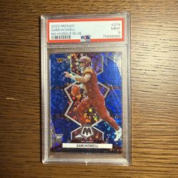 SAM HOWELL MOSAIC NO HUDDLE BLUE ROOKIE /75 PSA 9