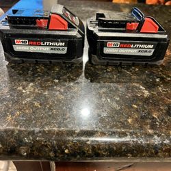 Used Milwaukee M18 Red Lithium High Output 8.0 Batteries 