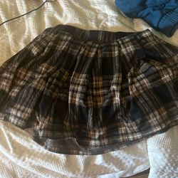 Brown Plaid Skirt 