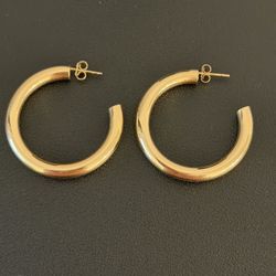 14k Yellow Gold Statement Tube Hoop Earrings 4.15 grams of pure 14k gold