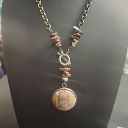 Highly Polished Natural Picture Jasper Or Prairie Agate Cabochon, Features Beautifully Layered Landscape Like Inclusions Of Cream, Tan & Dark Brown Ir