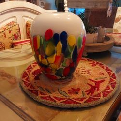 Beautiful Large Hand Blown Multicolor Flower Vase