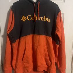 Columbia Sweater Mens Large Black/Orange Casual Pullover Hoodie Sweatshirt *