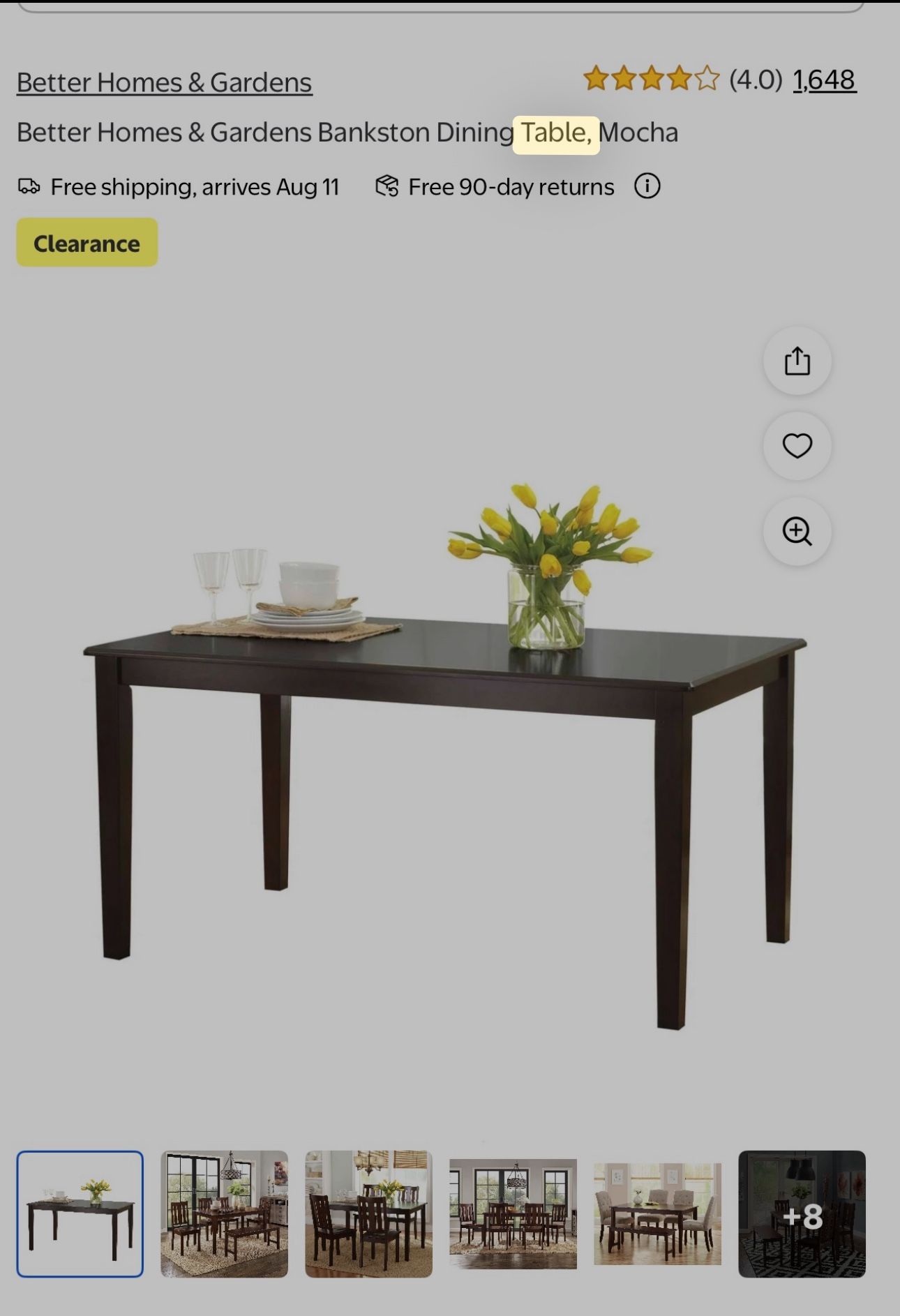 Mocha Dining Table 