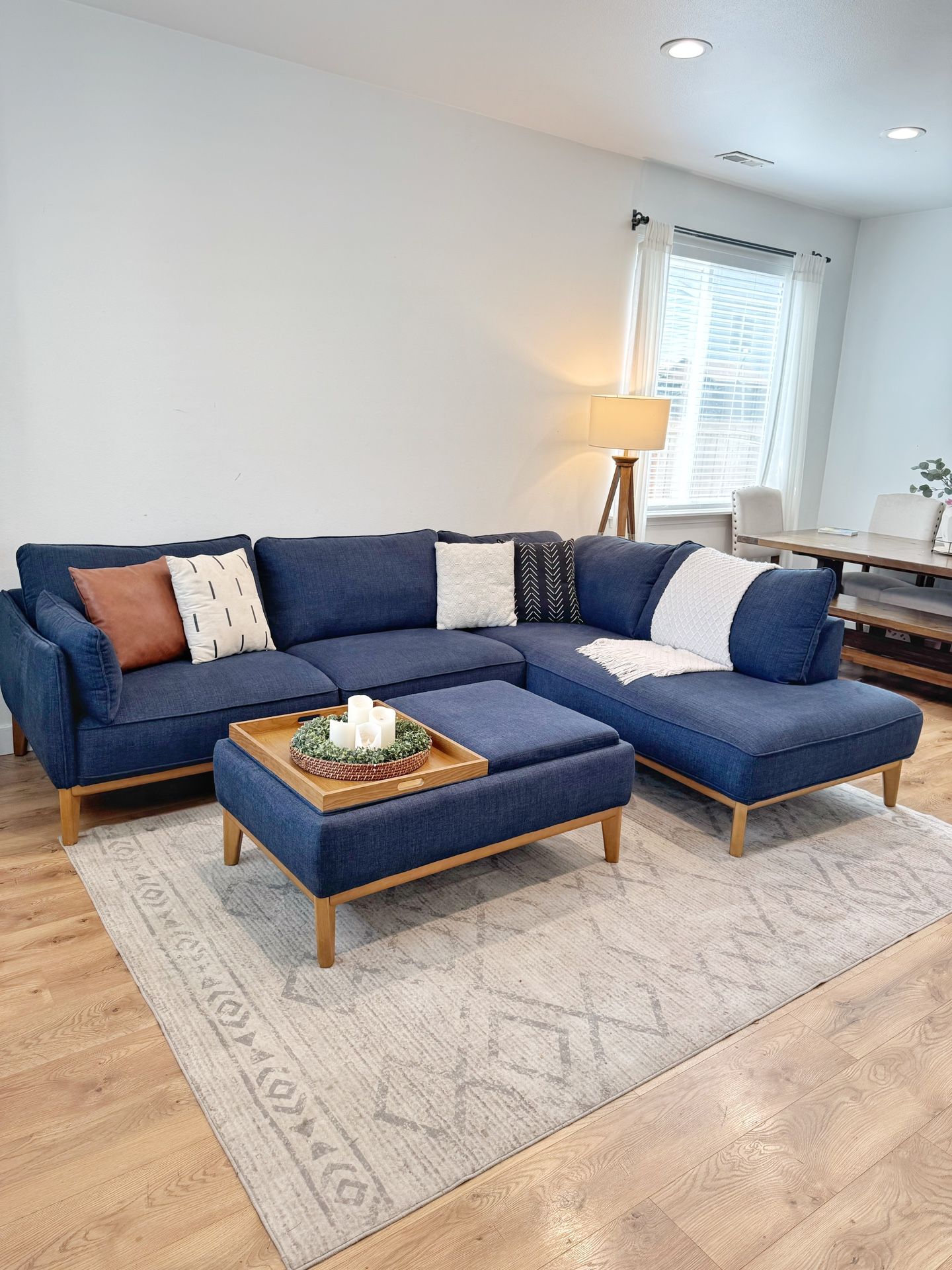 MCM Sectional Couch With Storage Ottoman