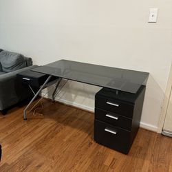 Glass Desk with Drawers Like New Condition