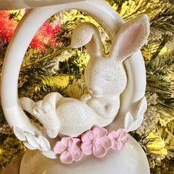 Bath and body Works Easter bunny three Wick candle holder
