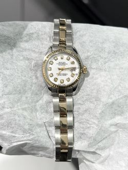 Authentic Womens 26mm Rolex Datejust Two Tone White Diamond Dial